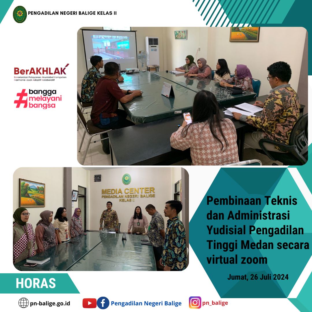 PEMBINAAN TEKNIS & ADMINISTRASI YUDISIAL PENGADILAN TINGGI MEDAN SECARA VIRTUAL ZOOM